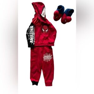 Spiderman Long Sleeve Pullover Hoodie Sweatshirt Outfit Set 3 Pcs Size 2T
